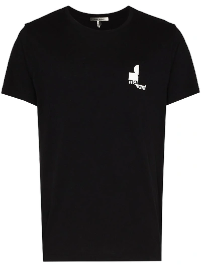Shop Isabel Marant Zafferh Graphic-print Cotton T-shirt In Black