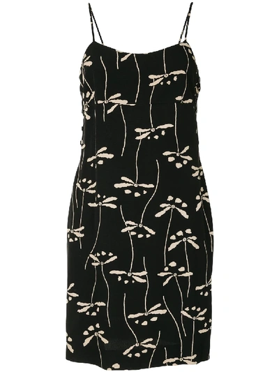 Pre-owned Chanel 1998 Dragon Fly Print Dress In Black