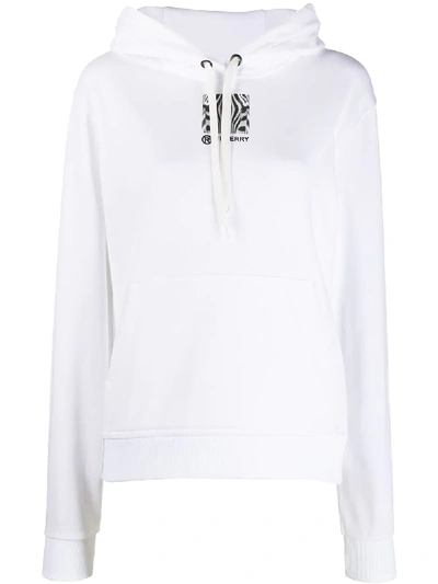 Shop Burberry Zebra-print Long-sleeve Hoodie In White