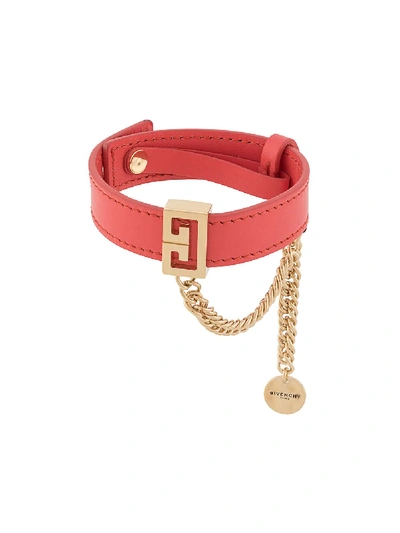 Shop Givenchy 2g Calf Leather Bracelet In Pink
