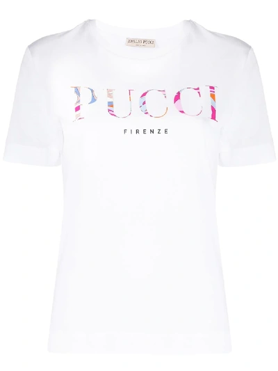 Shop Emilio Pucci Samoa-printed Logo T-shirt In White