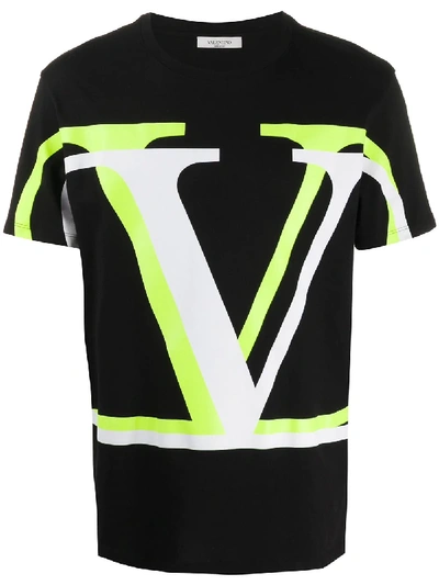 Shop Valentino Vlogo Print T-shirt In Black