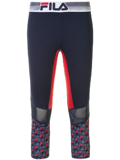 Shop Fila Logo Leggings In Blue