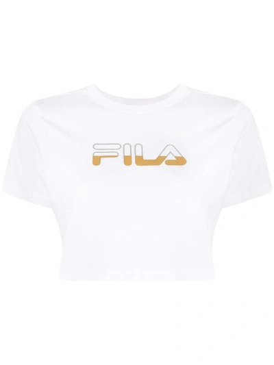 Shop Fila Cropped Logo T-shirt In White
