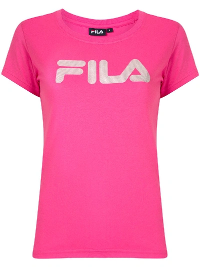 Shop Fila 3d Glitter Print T-shirt In Pink
