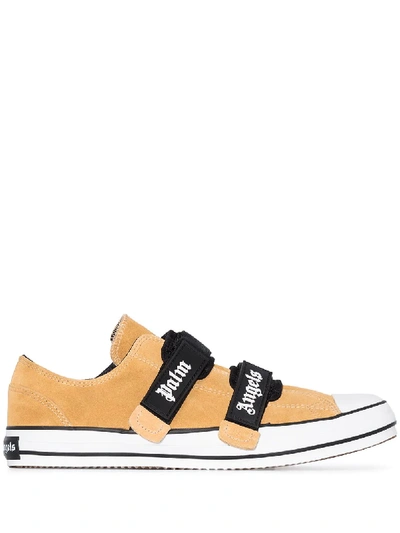 Shop Palm Angels Logo-detail Touch-strap Sneakers In Brown