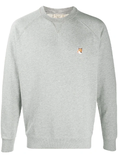 Shop Maison Kitsuné Logo-appliqued Sweatshirt In Grey