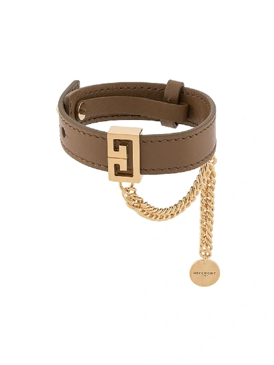 Shop Givenchy 2g Calf Leather Bracelet In Brown
