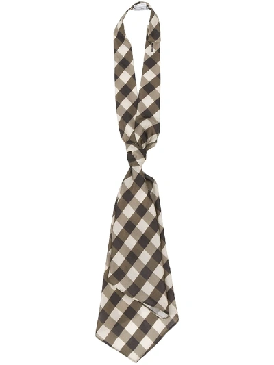 Shop Brunello Cucinelli Layered Gingham Print Tie In Neutrals