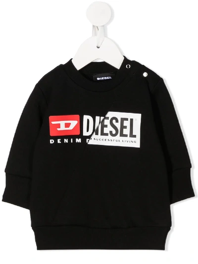 Shop Diesel Spliced Logo-print Sweatshirt In Black