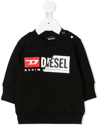 Diesel Long-sleeved Logo Print Jumper In Black