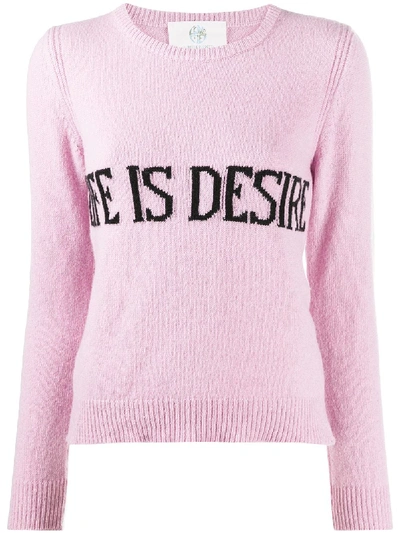 Shop Alberta Ferretti Life Is Desire Crewneck Jumper In Pink