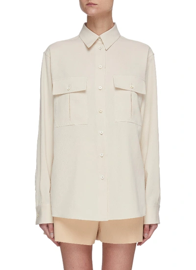 Shop Jil Sander Chest Pocket Relaxed Fit Shirt In Neutral