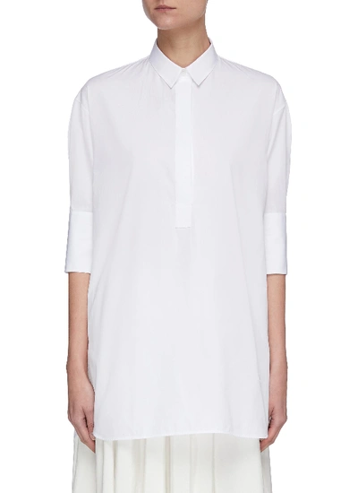 Shop Jil Sander Elbow Length Sleeve Cotton Shirt In White