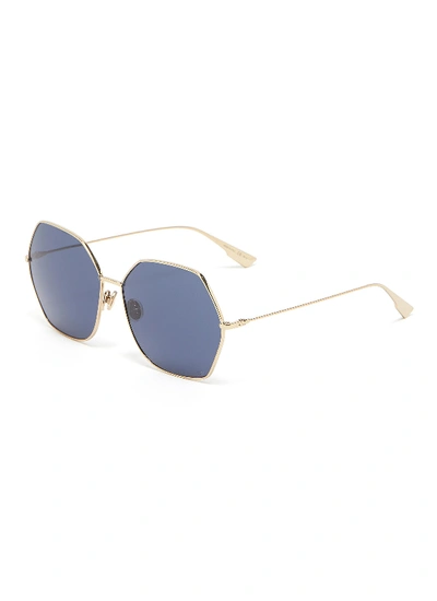 Shop Dior Stellaire8 Angular Metal Frame Sunglasses In Blue