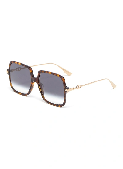 Shop Dior Link1 Square Tortoiseshell Effect Acetate Frame Sunglasses In Grey