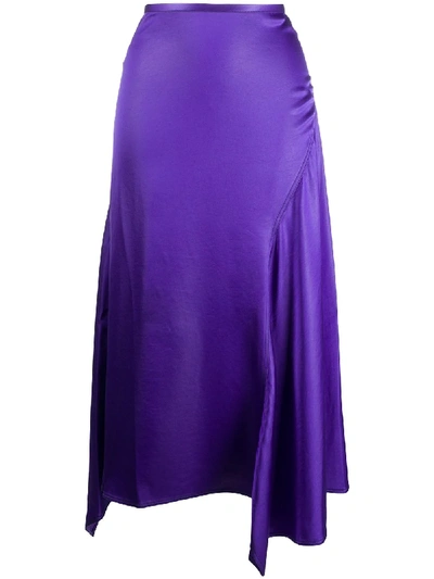 Shop Acne Studios Asymmetric Hem Skirt In Purple