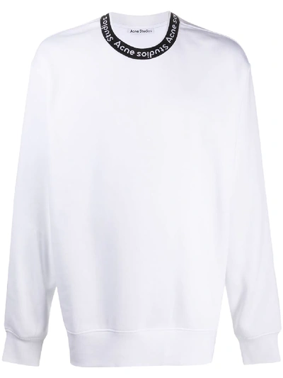 Shop Acne Studios Logo Neck Sweatshirt In White