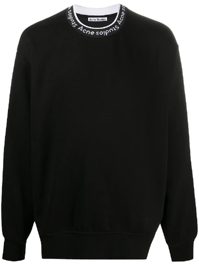 Shop Acne Studios Logo Neck Sweatshirt In Black