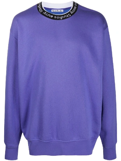 Shop Acne Studios Logo Neck Sweatshirt In Purple