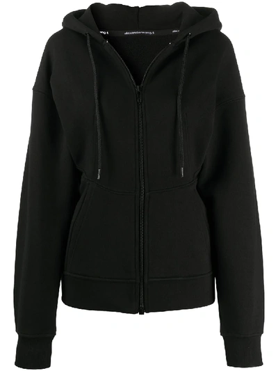Shop Alexander Wang Zip-up Fleece Hoodie In Black