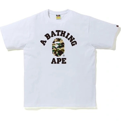 Pre-owned Bape 1st Camo College T-shirt White/yellow
