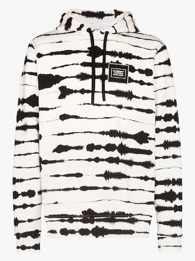 Shop Burberry Watercolour Print Stretch Cotton Hoodie In White