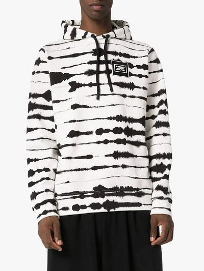 Shop Burberry Watercolour Print Stretch Cotton Hoodie In White