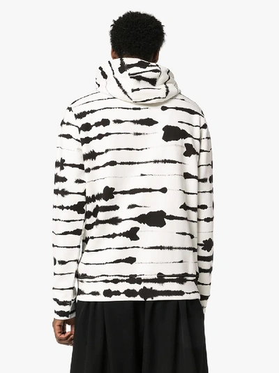 Shop Burberry Watercolour Print Stretch Cotton Hoodie In White