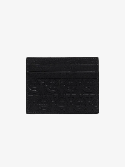 Shop Ferragamo Black Embossed Leather Card Holder