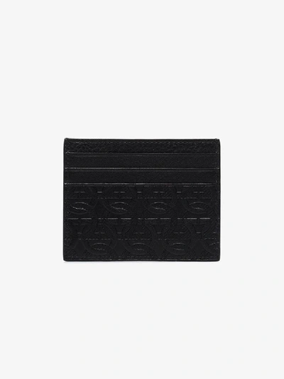 Shop Ferragamo Black Embossed Leather Card Holder