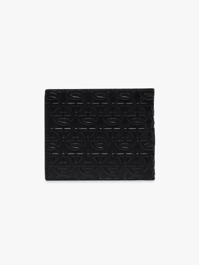 Shop Ferragamo Black Embossed Leather Bifold Wallet