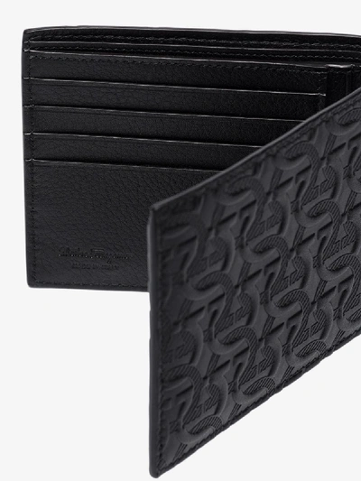Shop Ferragamo Black Embossed Leather Bifold Wallet