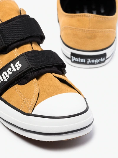 Shop Palm Angels Brown Velcro Vulcanized Suede Sneakers