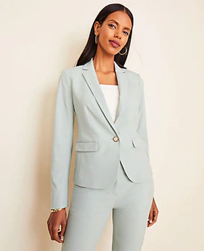 Shop Ann Taylor The Tall One-button Blazer In End On End In Pastel Teal