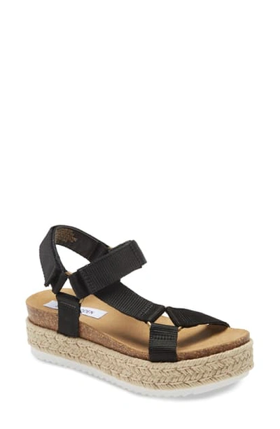 Shop Steve Madden Kaelan Espadrille Platform Sandal In Black