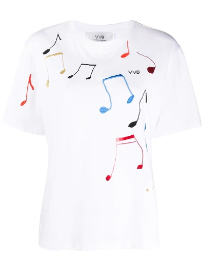 Shop Victoria Victoria Beckham Music Notes Print T-shirt In White