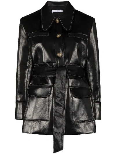 Shop Rejina Pyo Felix Belted Faux Leather Coat In Black