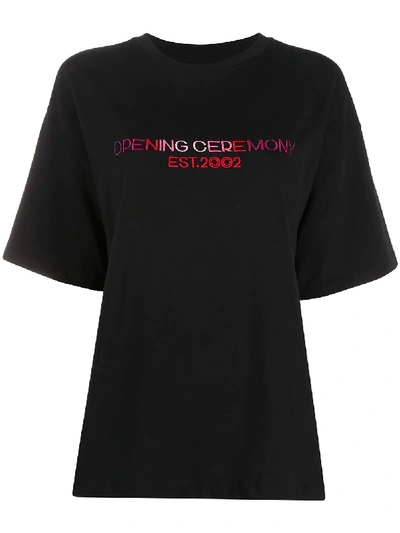 Shop Opening Ceremony Embroidered Logo Loose-fit T-shirt In Black