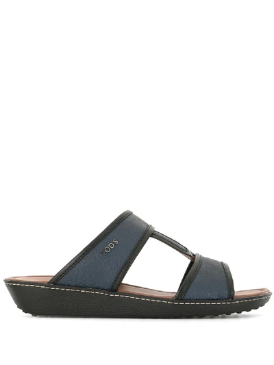 Shop Tod's Slip-on Leather Sandals In Blue