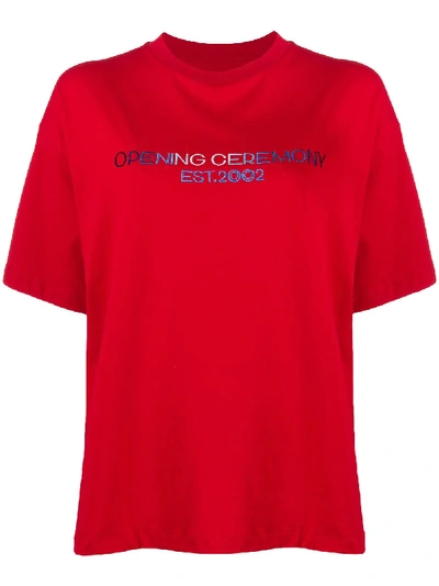 Shop Opening Ceremony Embroidered Logo T-shirt In Red