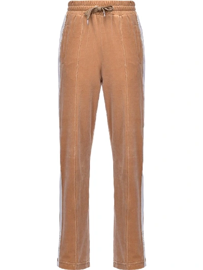 Shop Pinko Stripe-side Velvet Track Pants In Neutrals