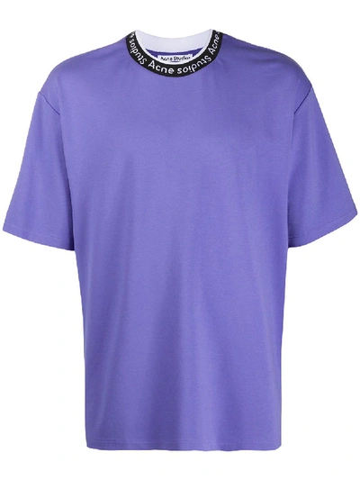 Shop Acne Studios Logo Neck T-shirt In Purple