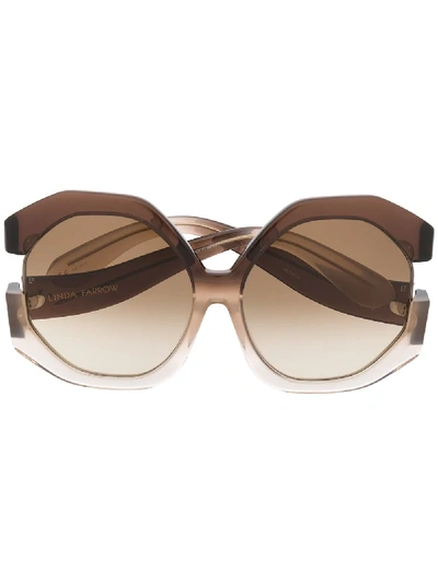 Shop Linda Farrow 1071 C4 Sunglasses In Brown