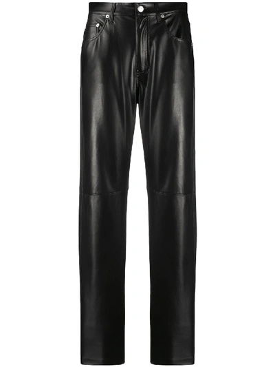 Shop Nanushka Vinni Leather-effect Trousers In Black