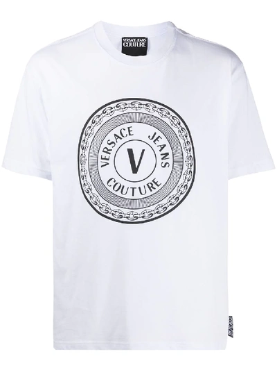 Shop Versace Jeans Couture Logo-print Crew Neck T-shirt In White