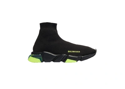Pre-owned Balenciaga Speed Clear Sole Yellow Fluo (women's) In Black/yellow