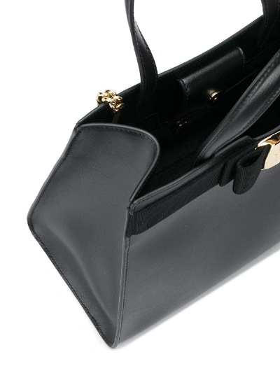 Shop Ferragamo Vara Leather Handbag In Black