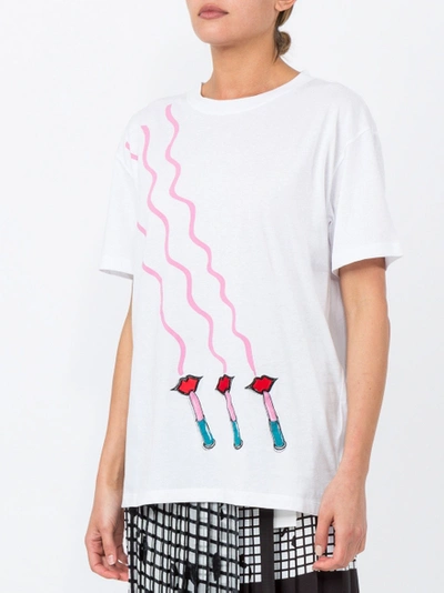 Shop Valentino Lipstick Print Crew Neck T-shirt