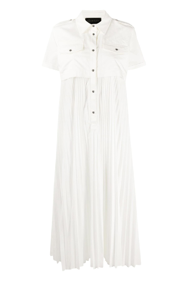 white midi pleated dress